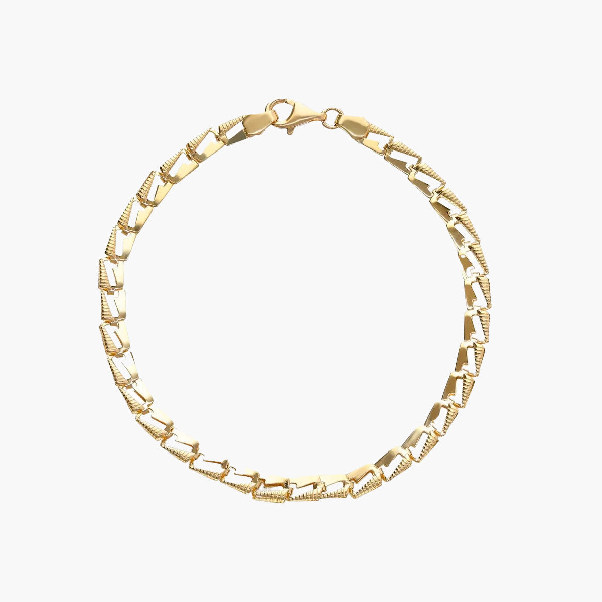 Pulsera de oro 18K eslabón rectangular 19 cm