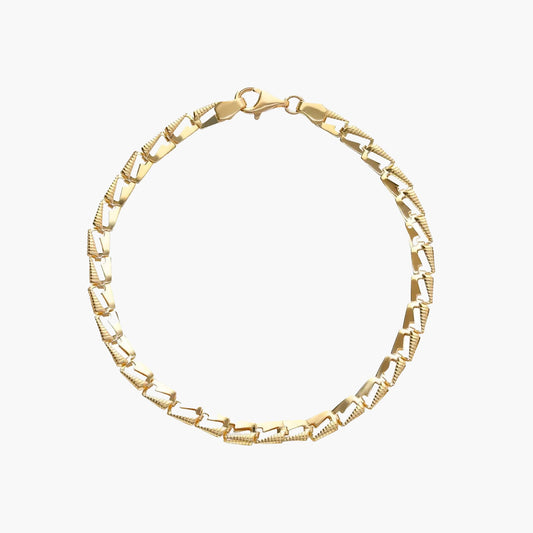 Pulsera de oro 18K eslabón rectangular 19 cm