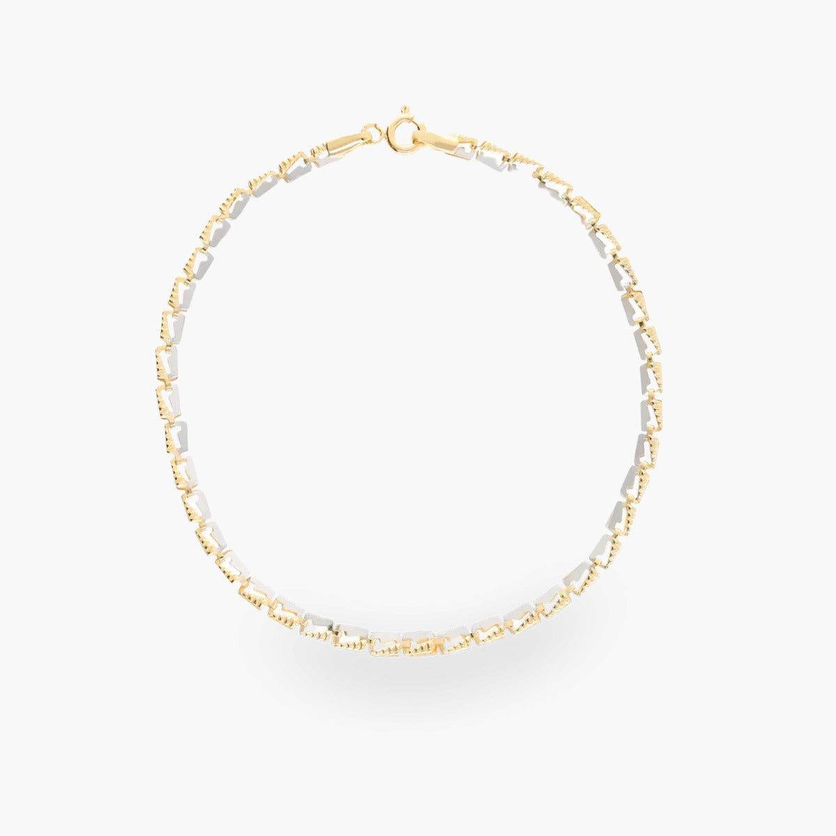 Pulsera de oro 18K eslabón rectangular 19 cm