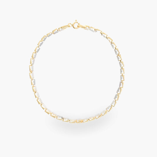 Pulsera de oro 18K eslabón rectangular 19 cm