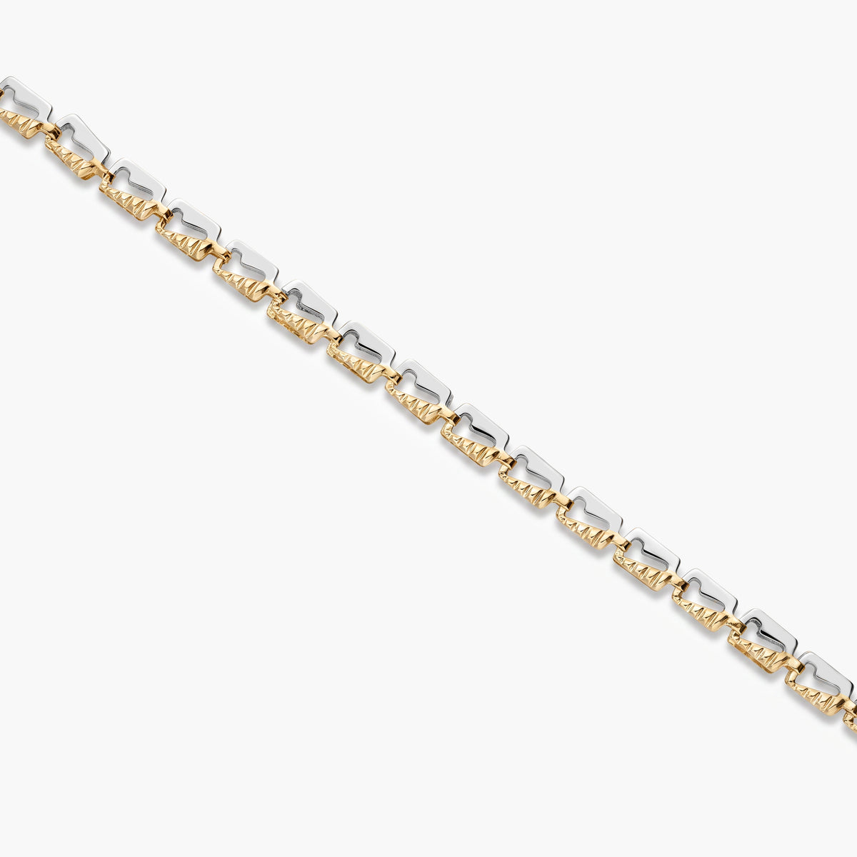 Pulsera de oro 18K eslabón rectangular 19 cm