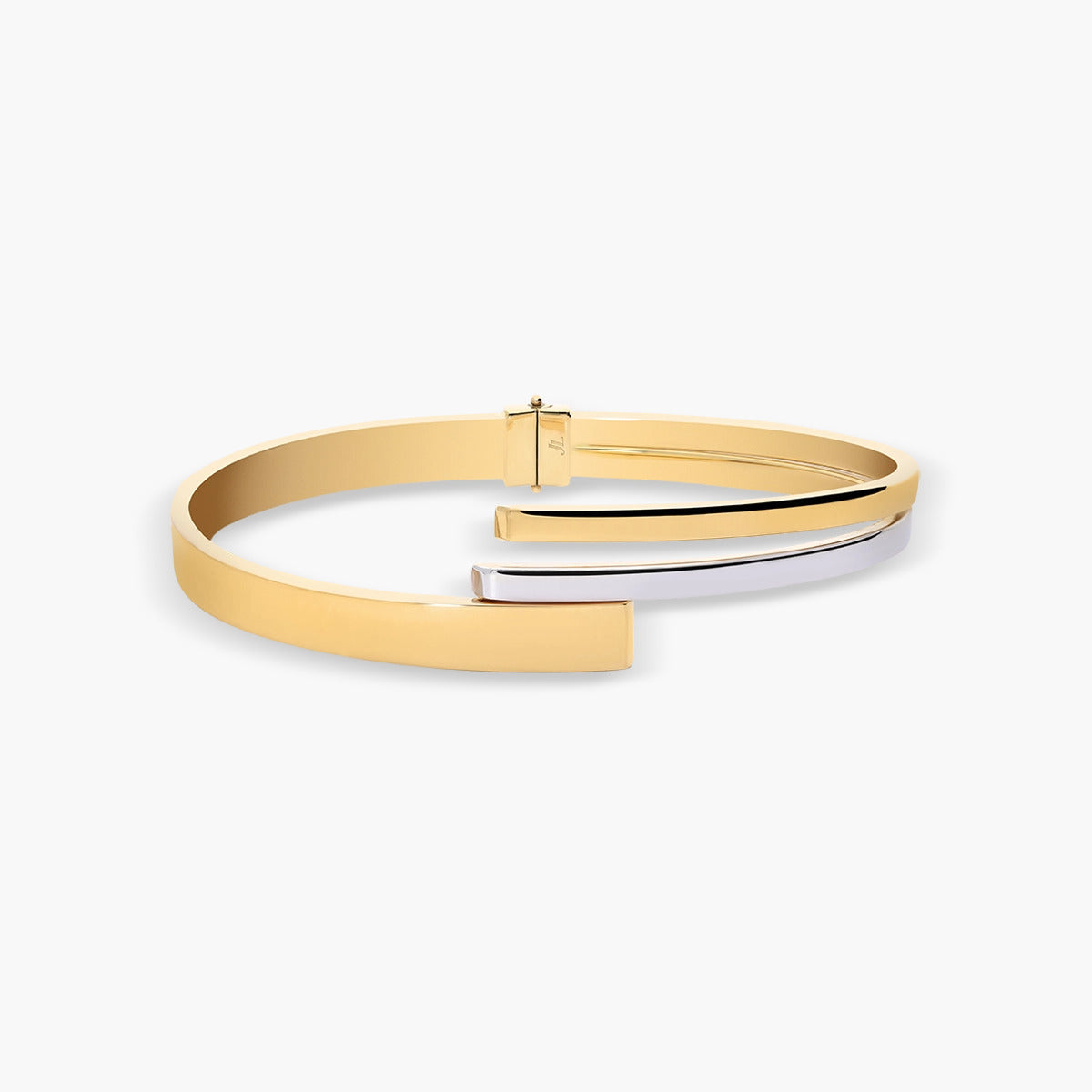 Pulsera rígida cuadrada de oro bicolor 18K triple tubo 60x50 mm