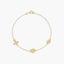 Pulsera de oro 18K circonitas con cruz, ojo de la suerte y mano de Fátima 16-18 cm