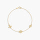 Pulsera de oro 18K circonitas con cruz, ojo de la suerte y mano de Fátima 16-18 cm