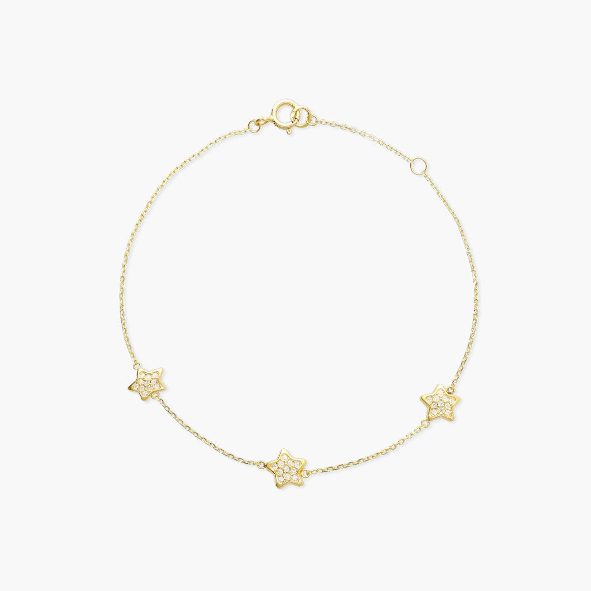 Pulsera de oro 18K circonitas con estrellas 16-18 cm