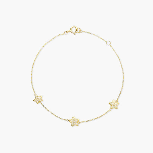 Pulsera de oro 18K circonitas con estrellas 16-18 cm