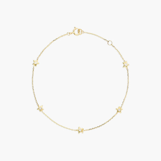 Pulsera de oro 18K circonitas con estrellas 16-18 cm