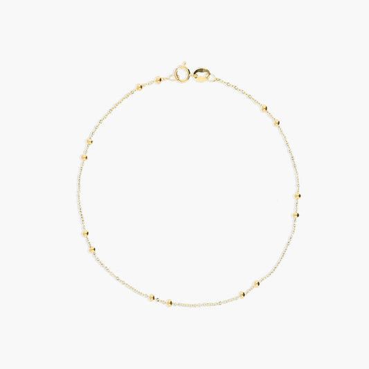 Pulsera de oro 18K dos bolitas 17-19 cm