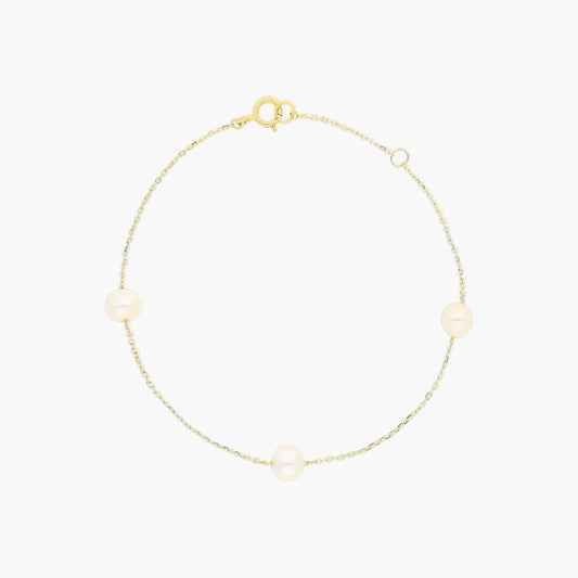 Pulsera de oro 18K con perlas 16-18 cm
