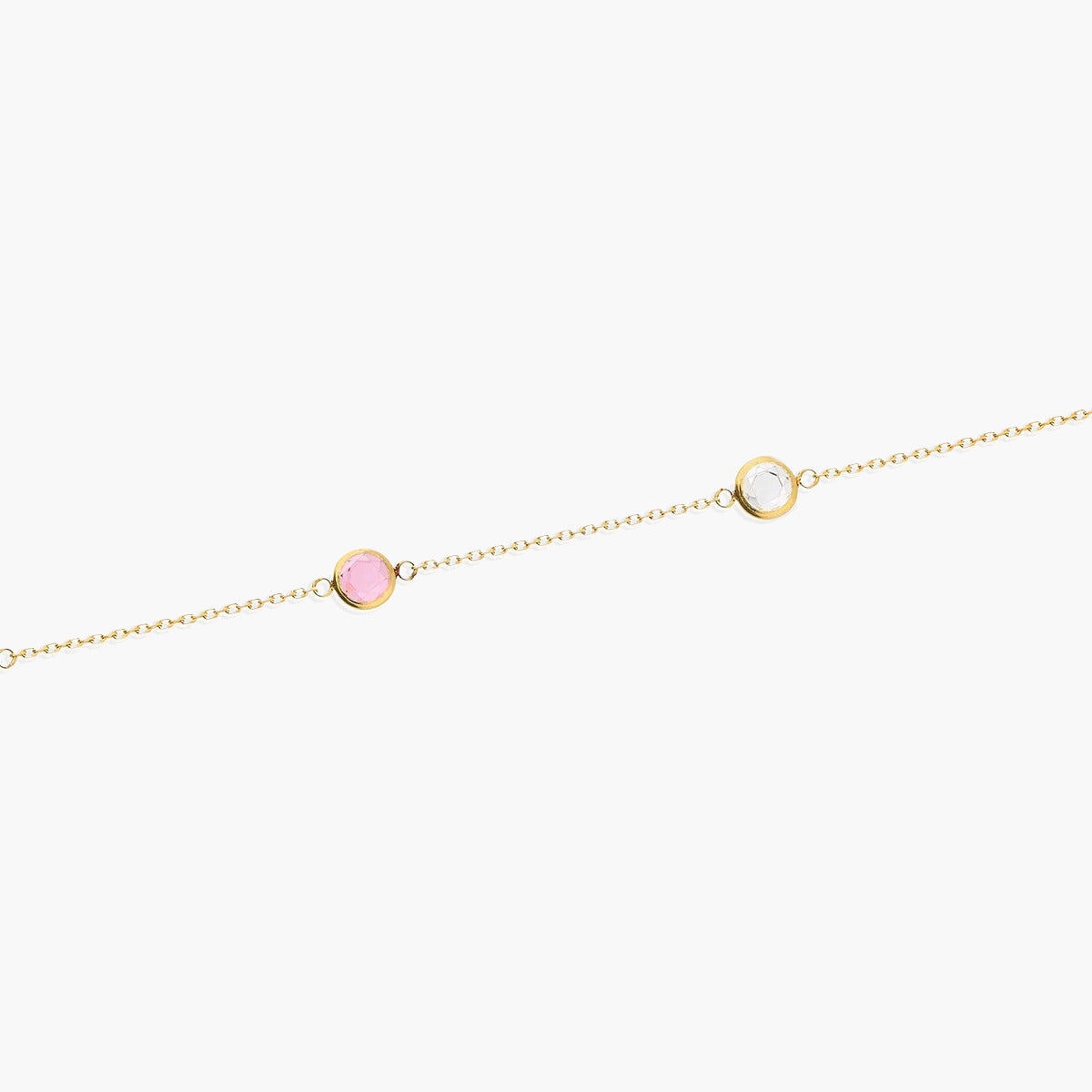 Pulsera de oro 18K circonitas rosa y blanco 16-18 cm