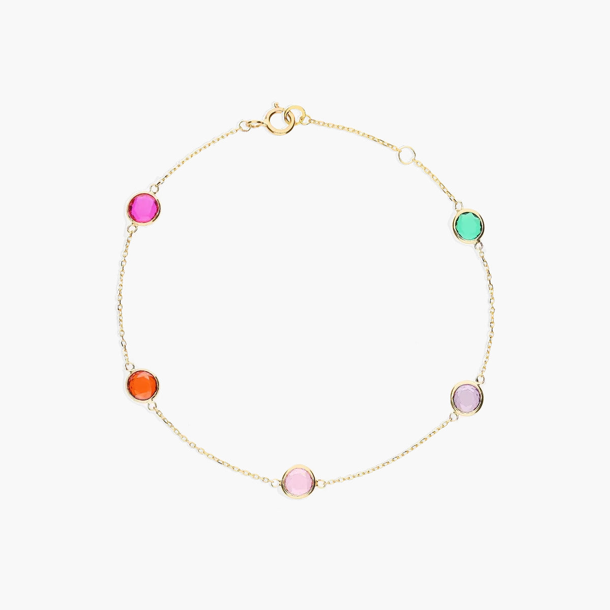 Pulsera de oro 18K circonitas multicolor 16-18 cm