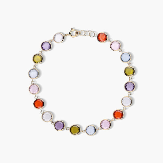 Pulsera de oro 18K circonitas multicolor 17-19 cm