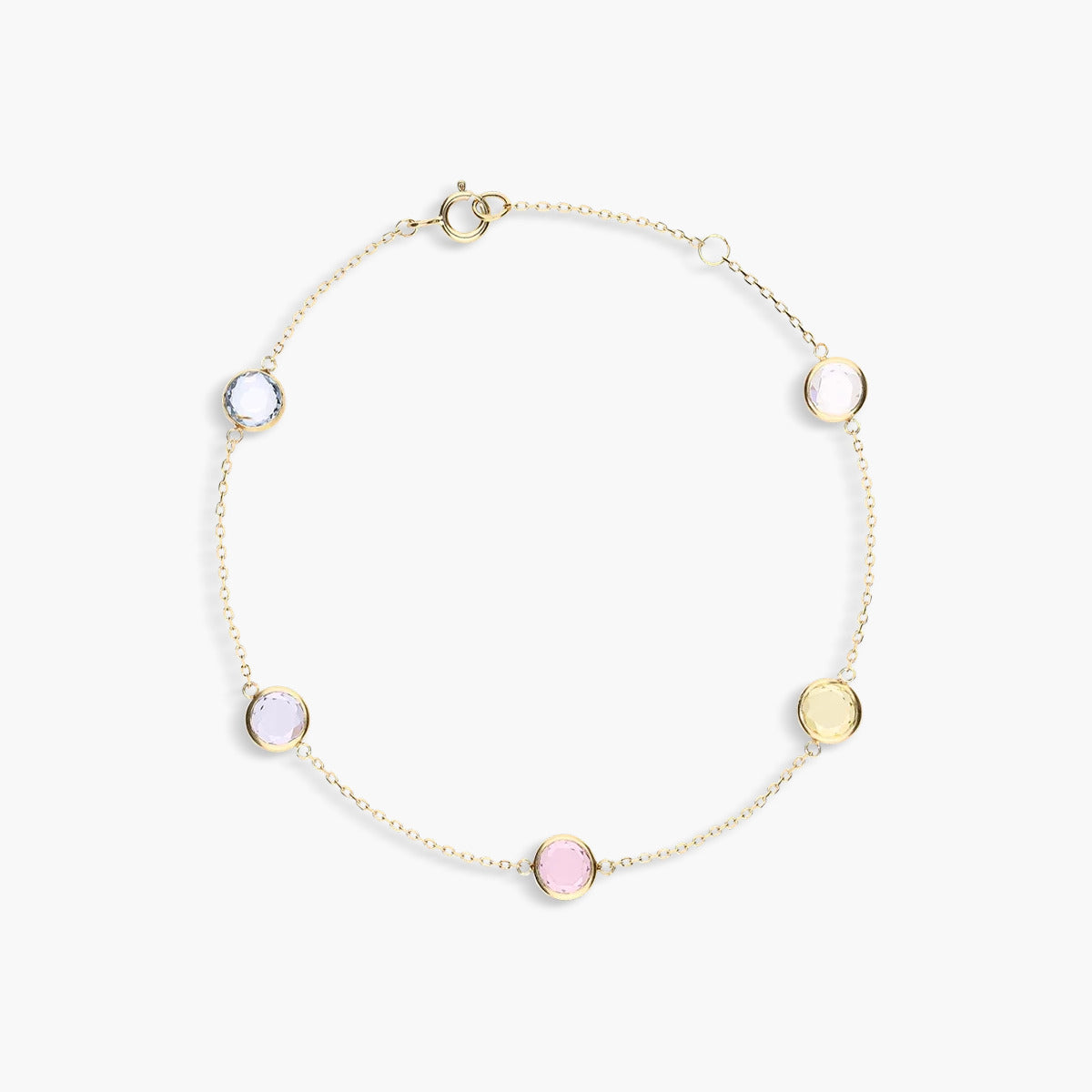 Pulsera de oro 18K circonitas multicolor 16-18 cm