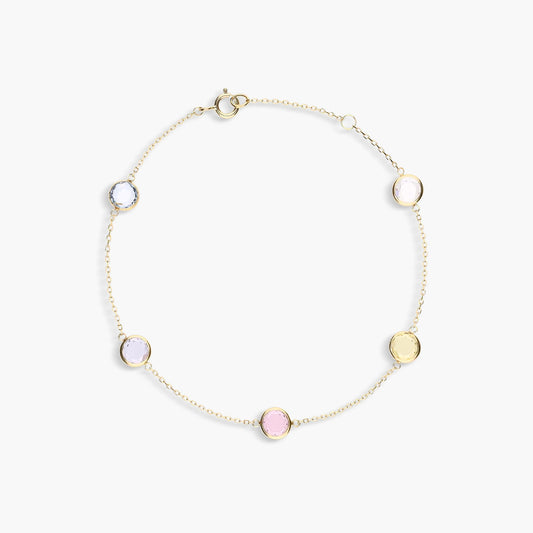 Pulsera de oro 18K circonitas multicolor 16-18 cm