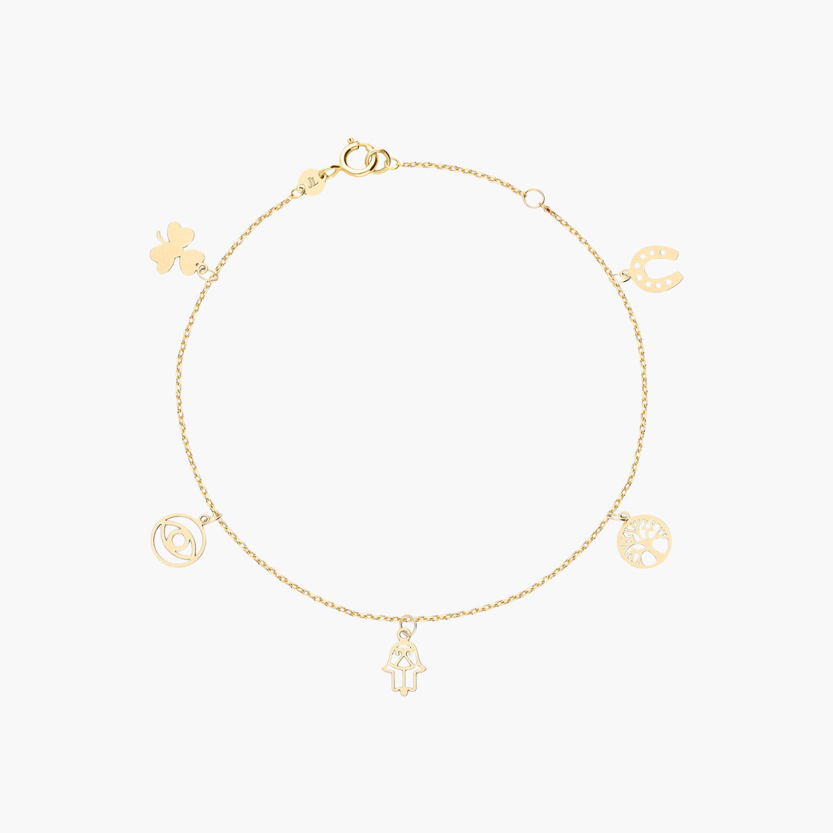 Pulsera de oro 18K con motivos de la suerte 16-18 cm