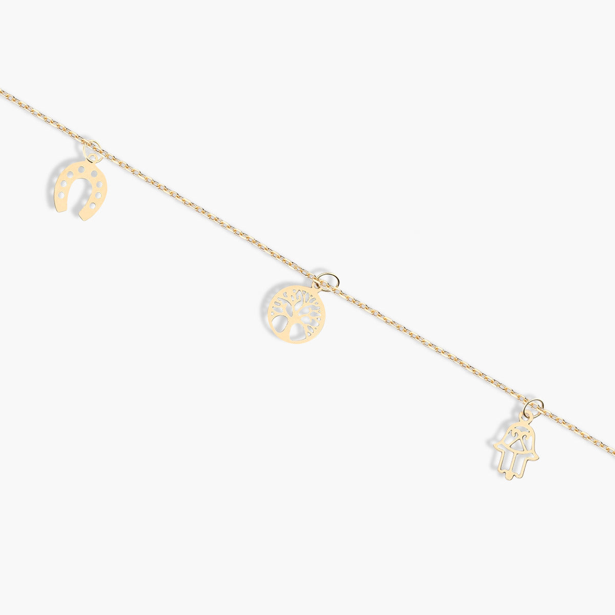 Pulsera de oro 18K con motivos de la suerte 16-18 cm