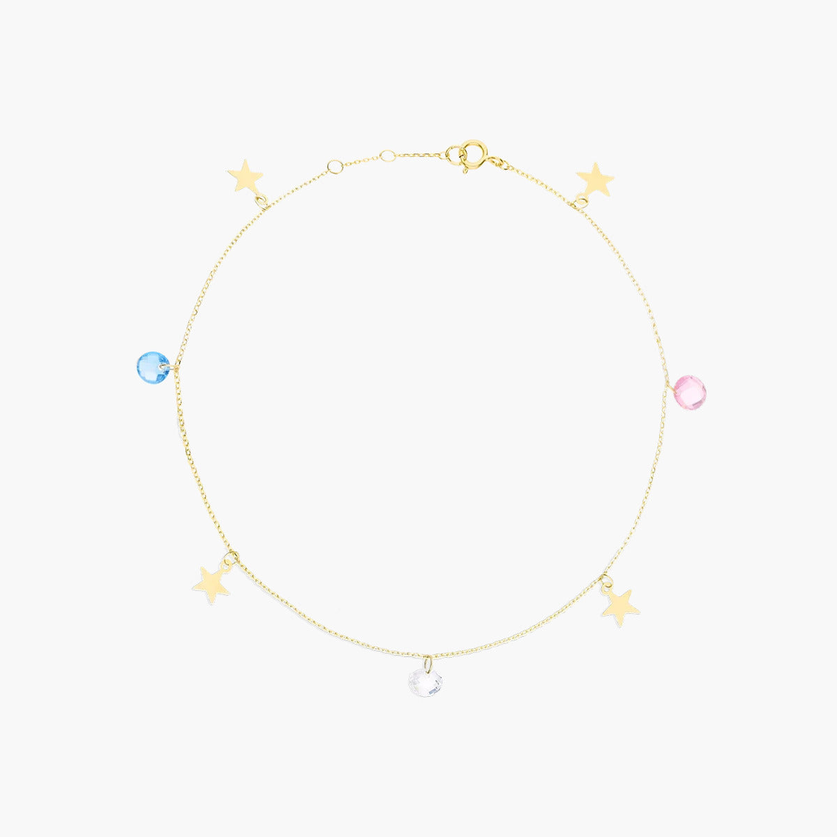 Tobillera estrellas de oro 18K 23 cm