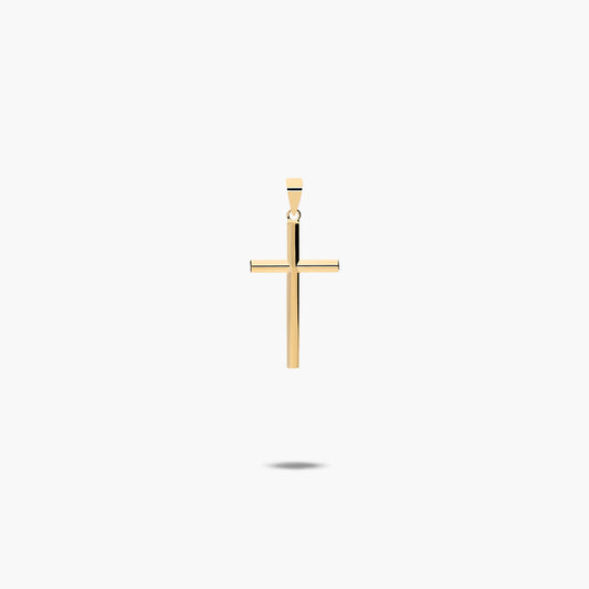 Cruz palo redondo de oro 18K 20 mm