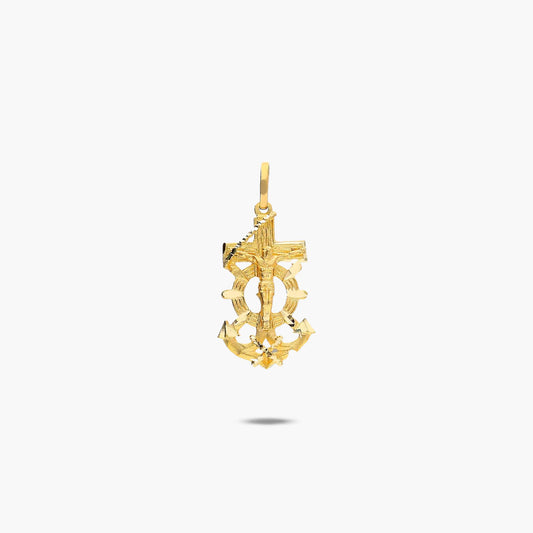 Cruz del mar con Cristo de oro 18K 30 mm