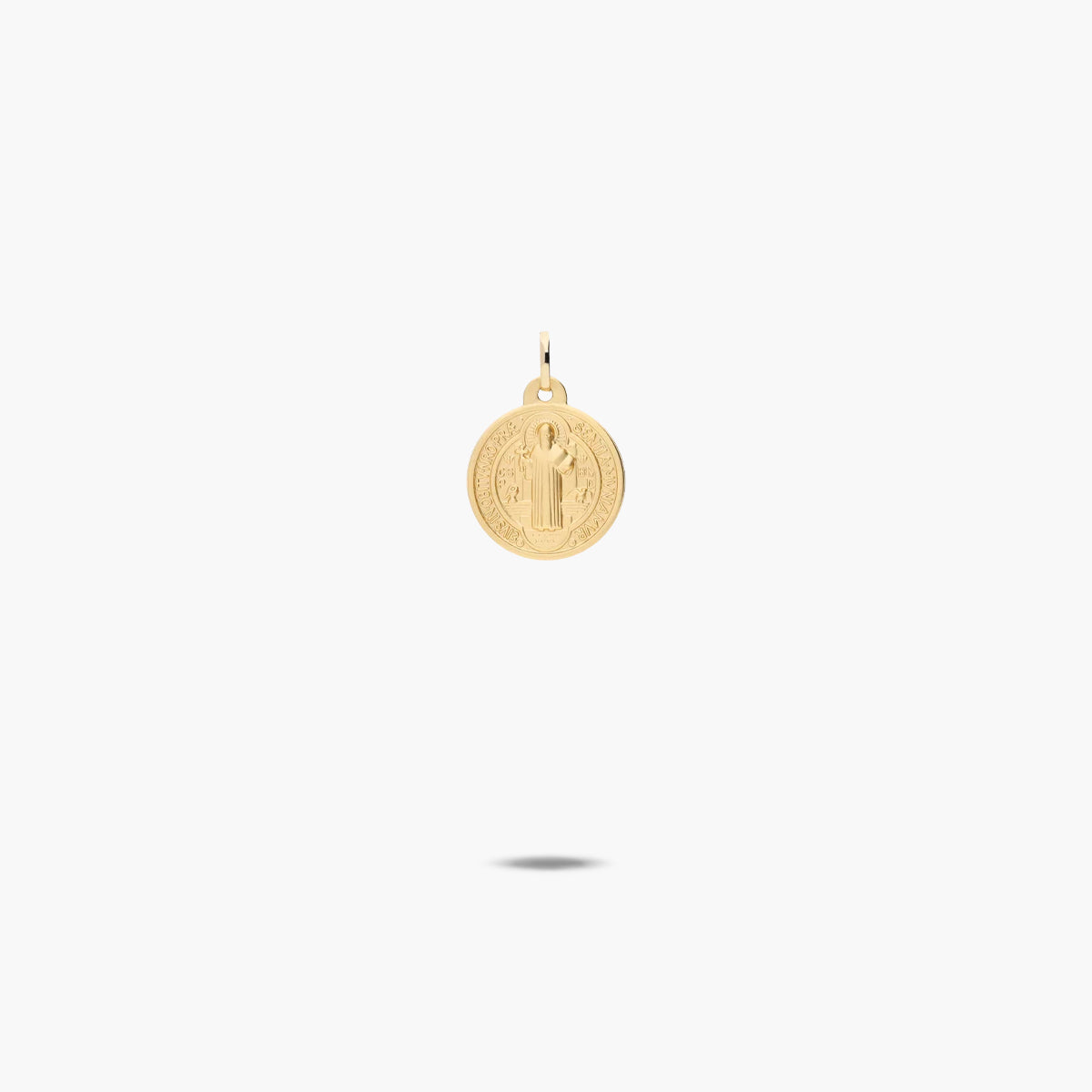 Medalla San Benito monje de oro 18K 12 mm