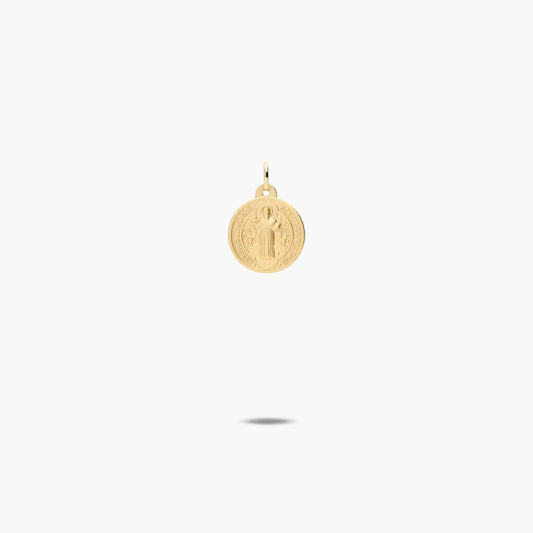 Medalla San Benito monje de oro 18K 12 mm