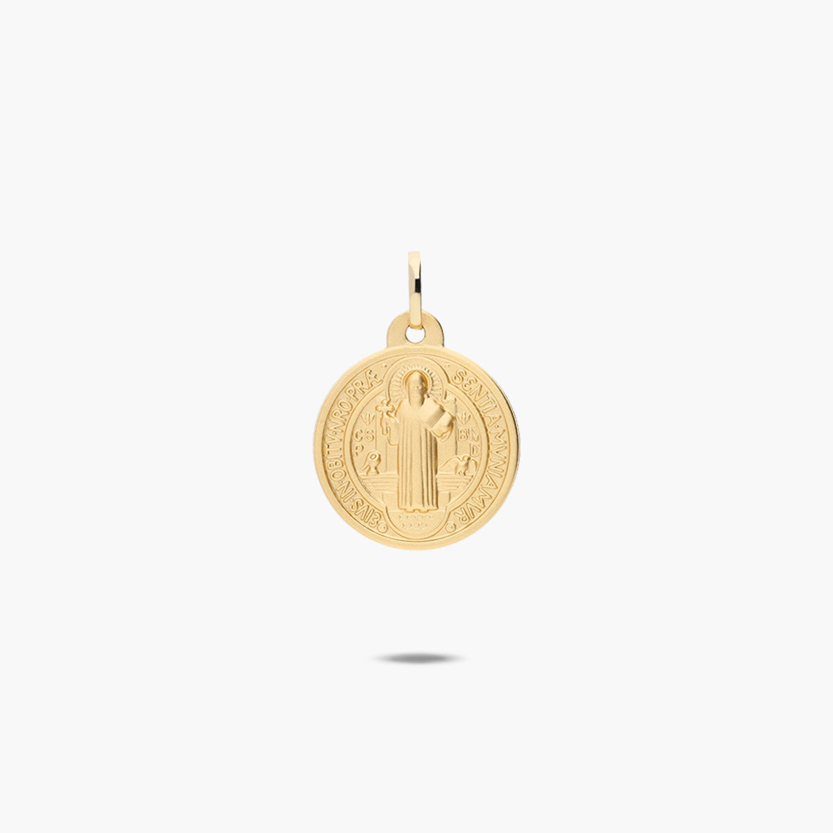 Medalla San Benito monje de oro 18K 18 mm
