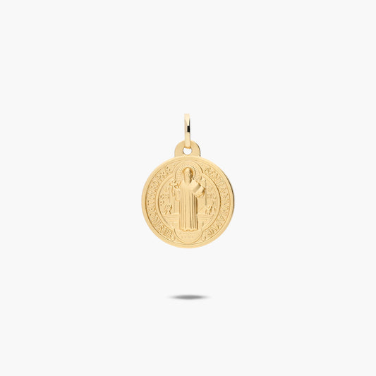 Medalla San Benito monje de oro 18K 18 mm