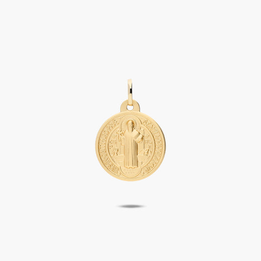 Medalla San Benito monje de oro 18K 20 mm