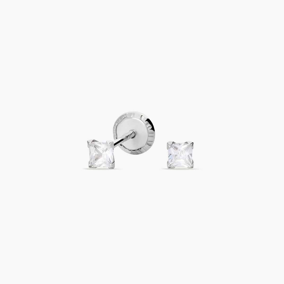 Pendientes de oro blanco 18k ciconita cúbica 3 mm