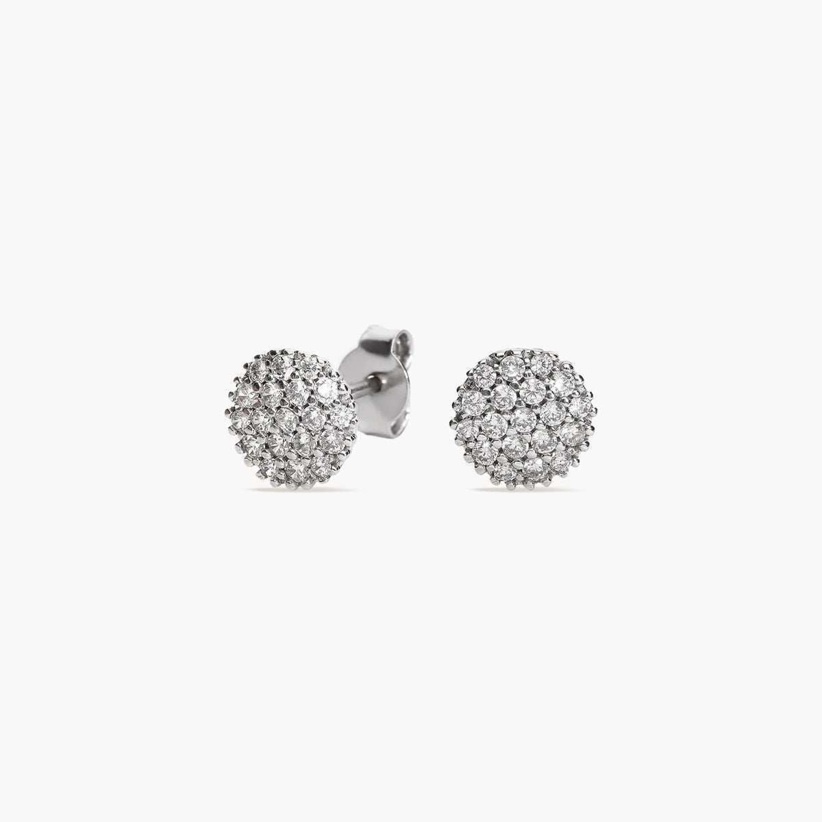 Pendientes redondos de oro blanco 18k circonitas 8 mm