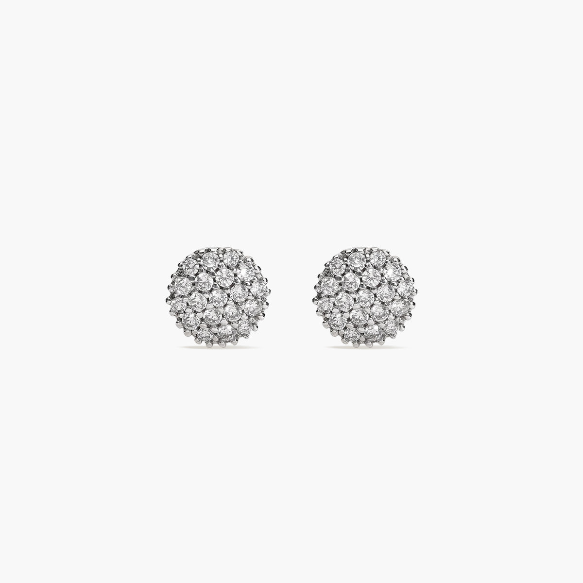 Pendientes redondos de oro blanco 18k circonitas 8 mm