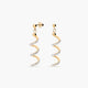 Pendientes largos espiral de oro bicolor 18K 35 mm
