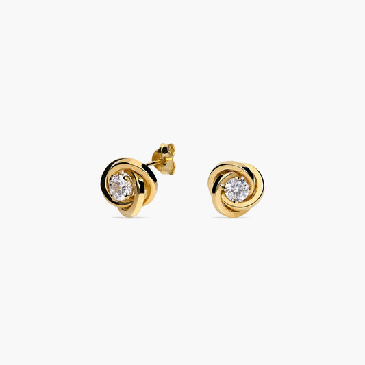 Pendientes de oro 18K circonita 10 mm