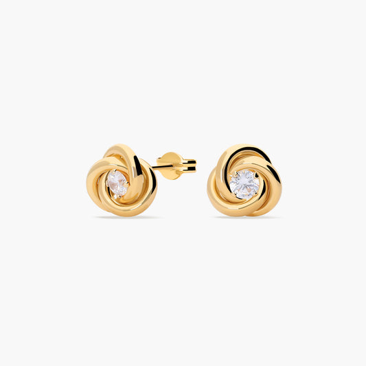 Pendientes de oro 18K circonita 10 mm