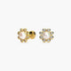 Pendientes flor de oro 18K con perlas y circonitas 8 mm