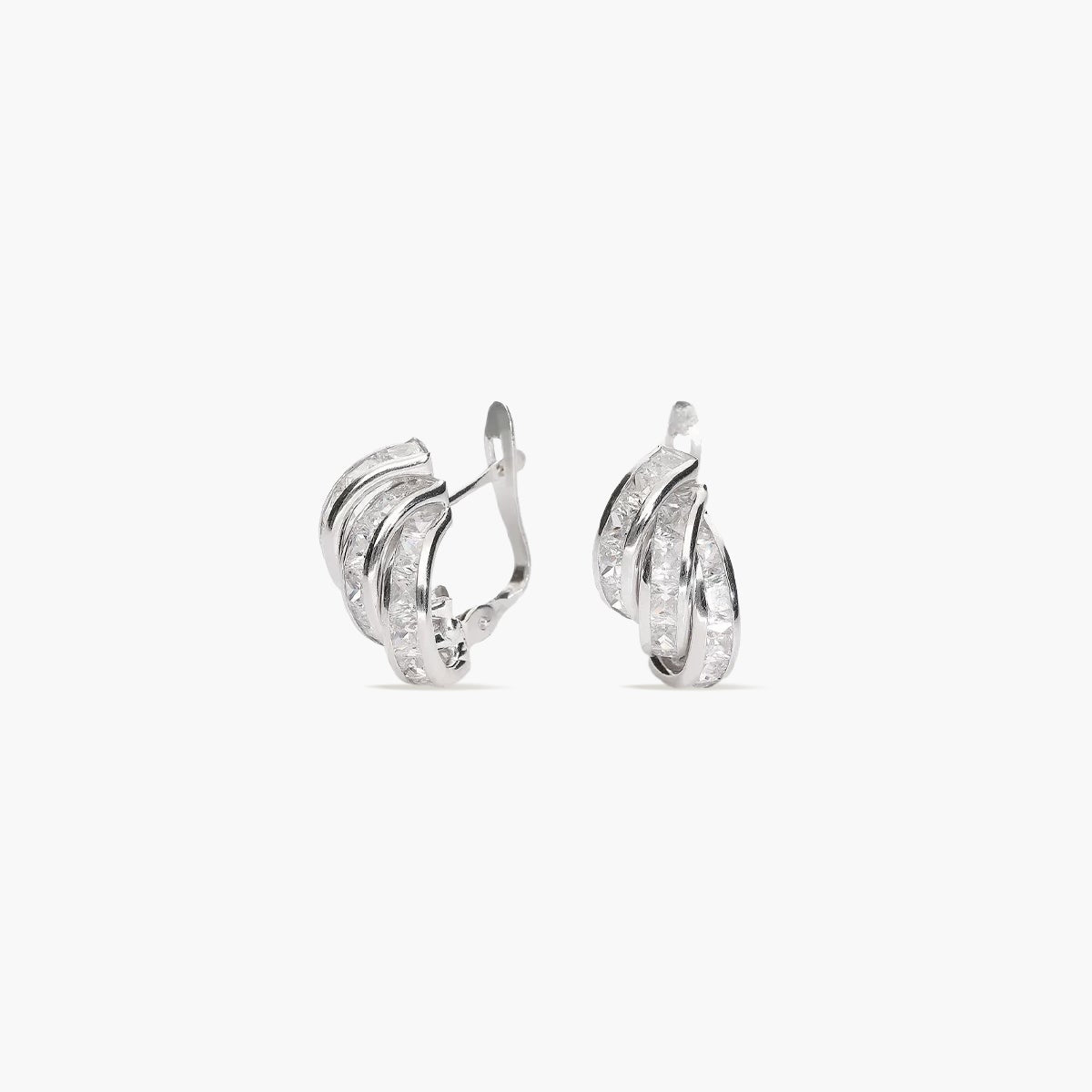 Pendientes de oro blanco 18K circonitas bagué 14 mm