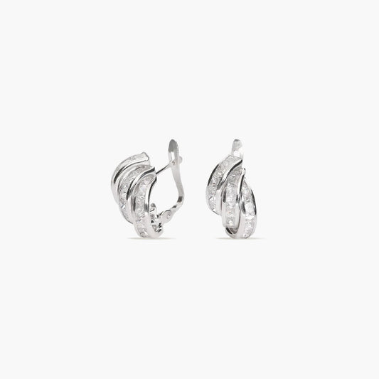 Pendientes de oro blanco 18K circonitas bagué 14 mm