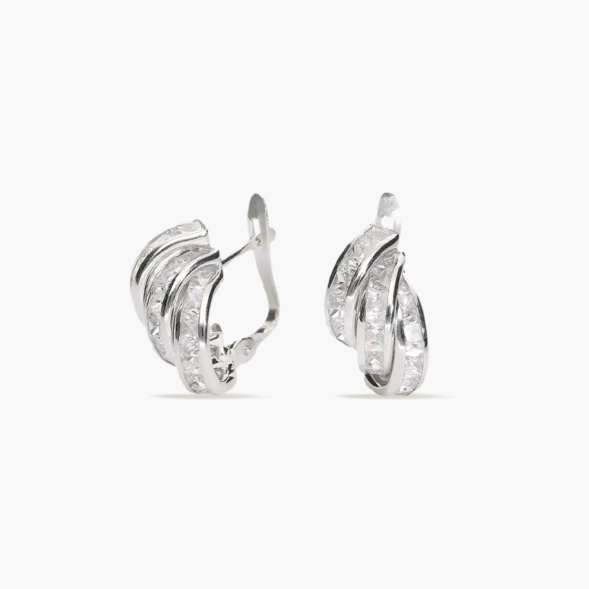 Pendientes de oro blanco 18K circonitas bagué 14 mm