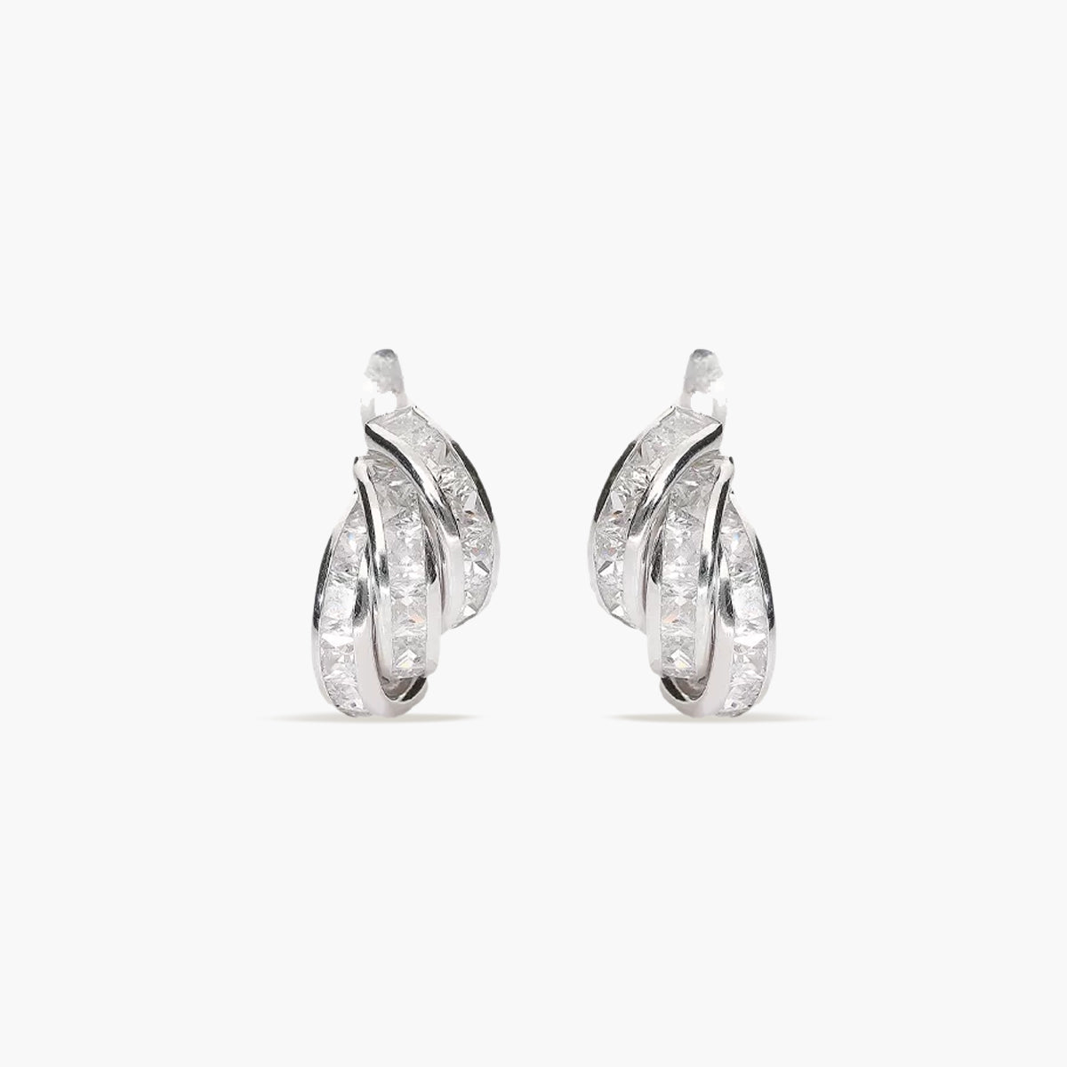 Pendientes de oro blanco 18K circonitas bagué 14 mm