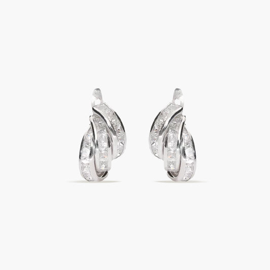 Pendientes de oro blanco 18K circonitas bagué 14 mm