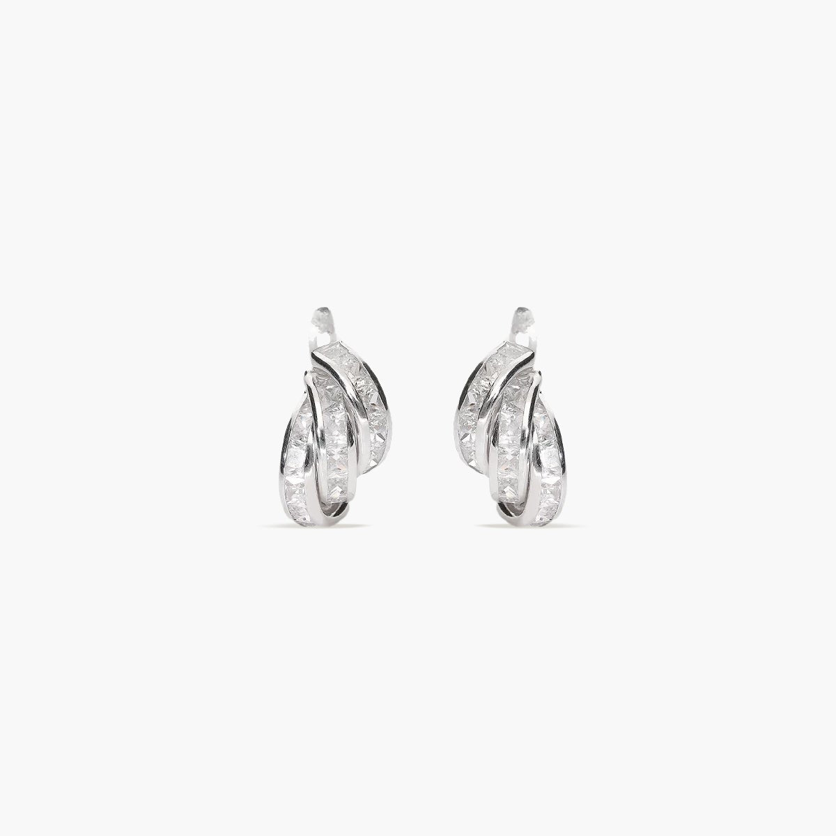 Pendientes de oro blanco 18K circonitas bagué 14 mm