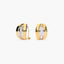 Pendientes de oro bicolor 18K bagué blanca lateral 14 mm
