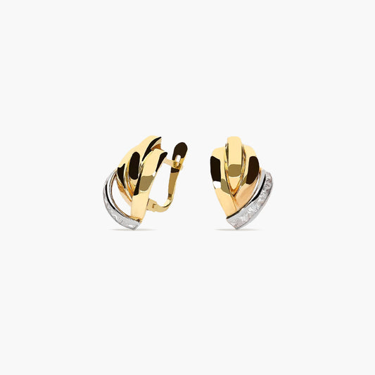 Pendientes de oro bicolor 18K circonitas bagué 15 mm