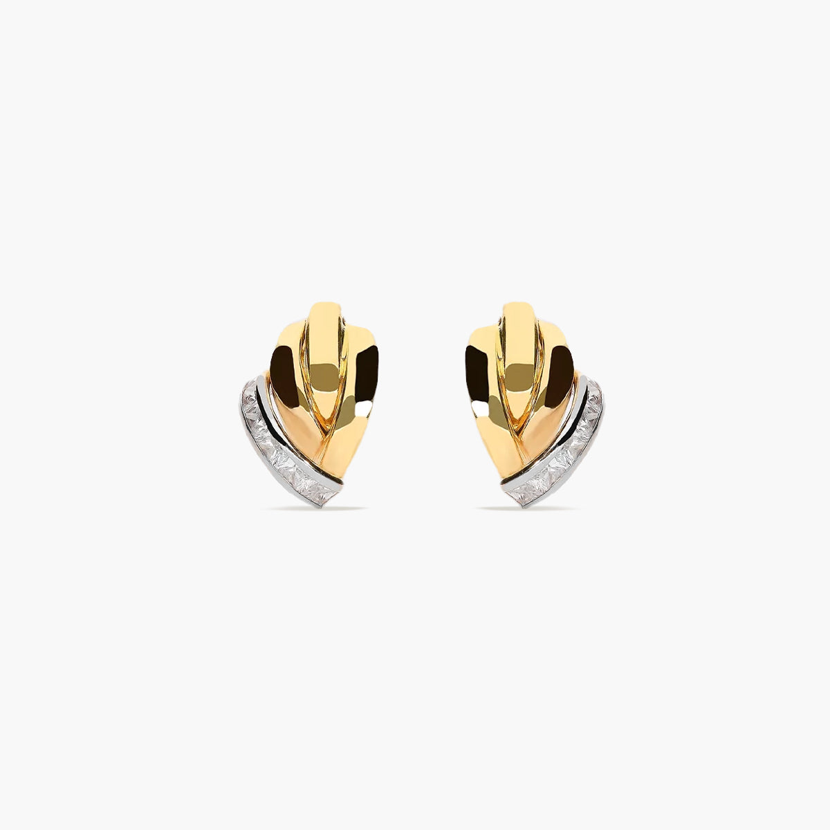 Pendientes de oro bicolor 18K circonitas bagué 15 mm