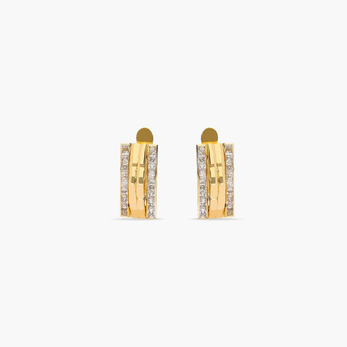 Pendientes de oro 18K bagué doble hilera de circonitas 12 mm