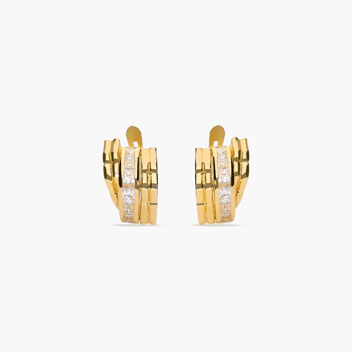 Pendientes de oro 18K circonitas bagué 13 mm