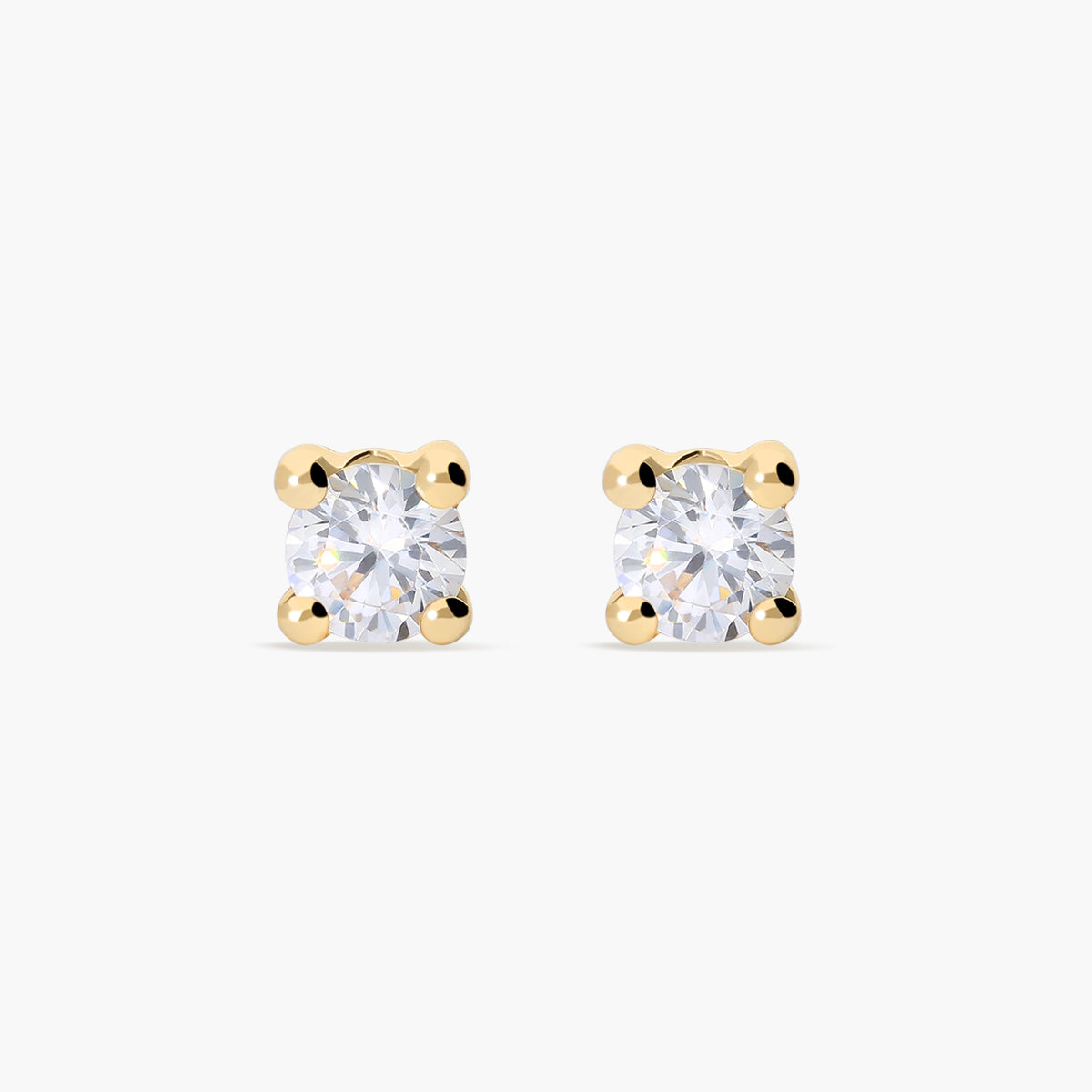 Pendientes redondos de oro 18K circonitas 5 mm