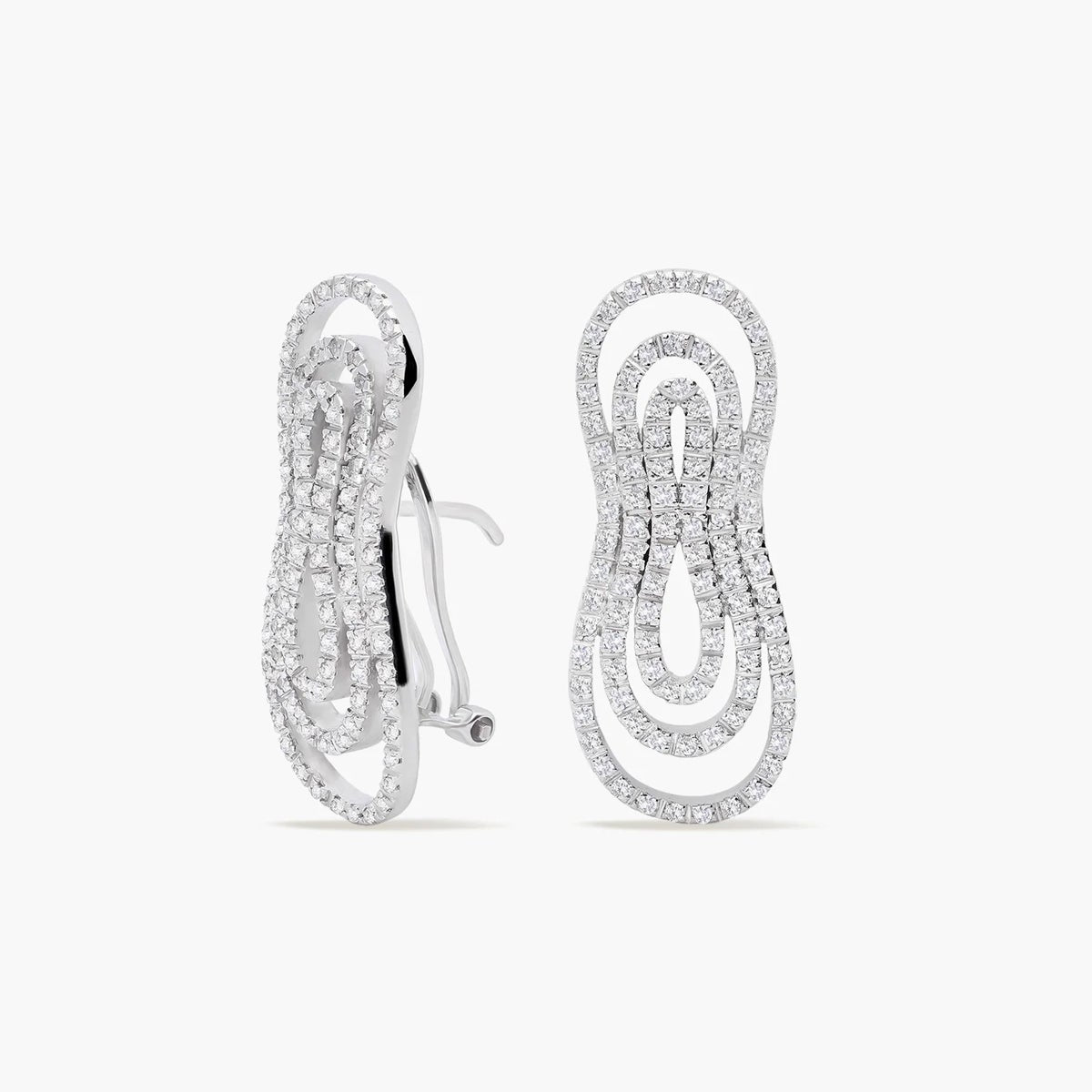 Pendientes largos de oro blanco 18K diamante natural 0.99 ct. 30 mm NEBULA