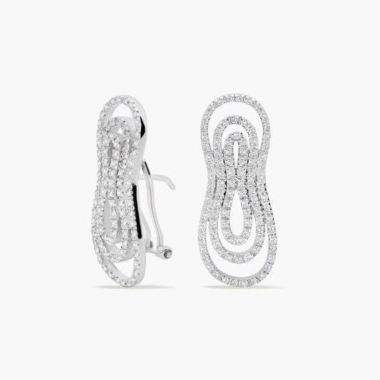 Pendientes largos de oro blanco 18K diamante natural 0.99 ct. 30 mm NEBULA