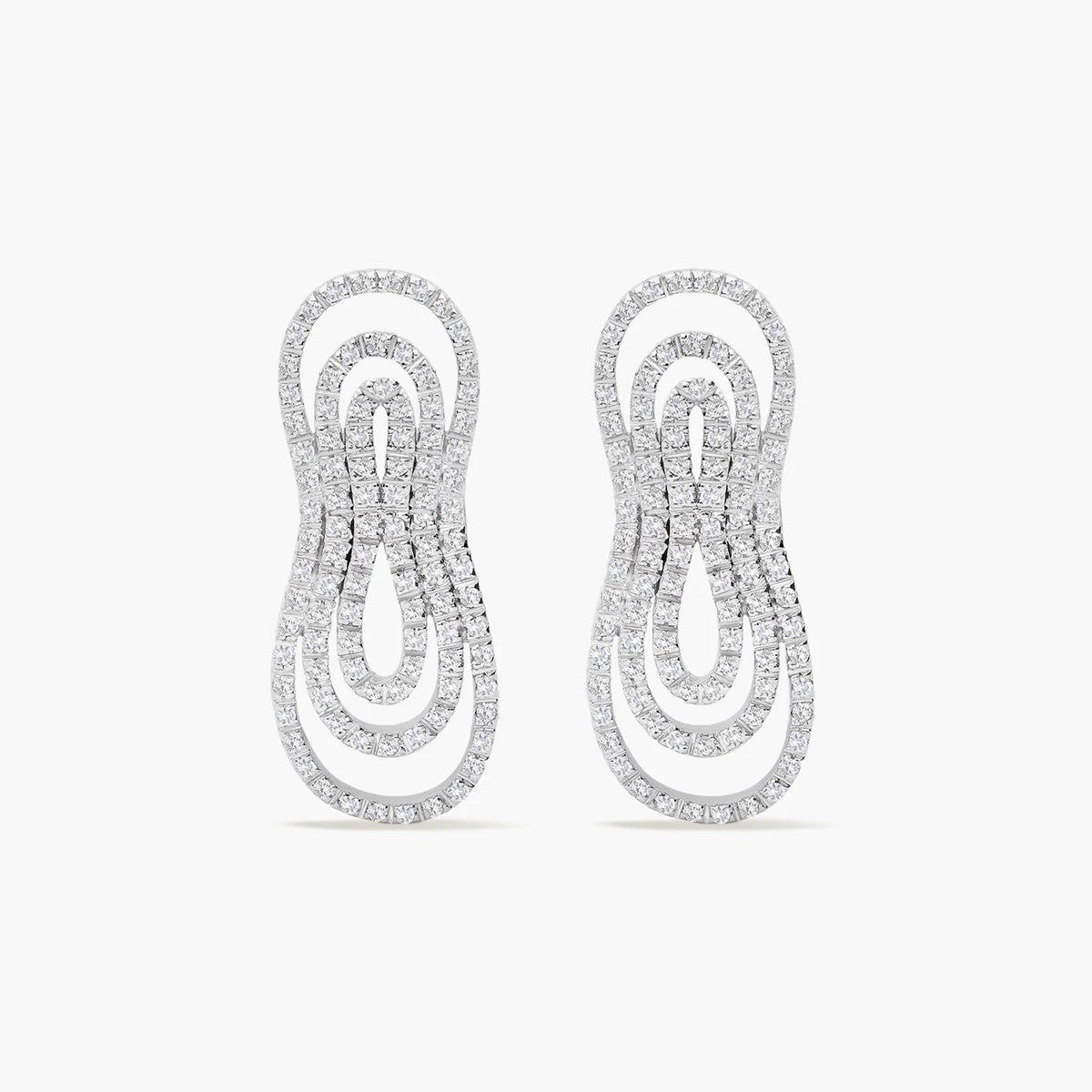 Pendientes largos de oro blanco 18K diamante natural 0.99 ct. 30 mm NEBULA